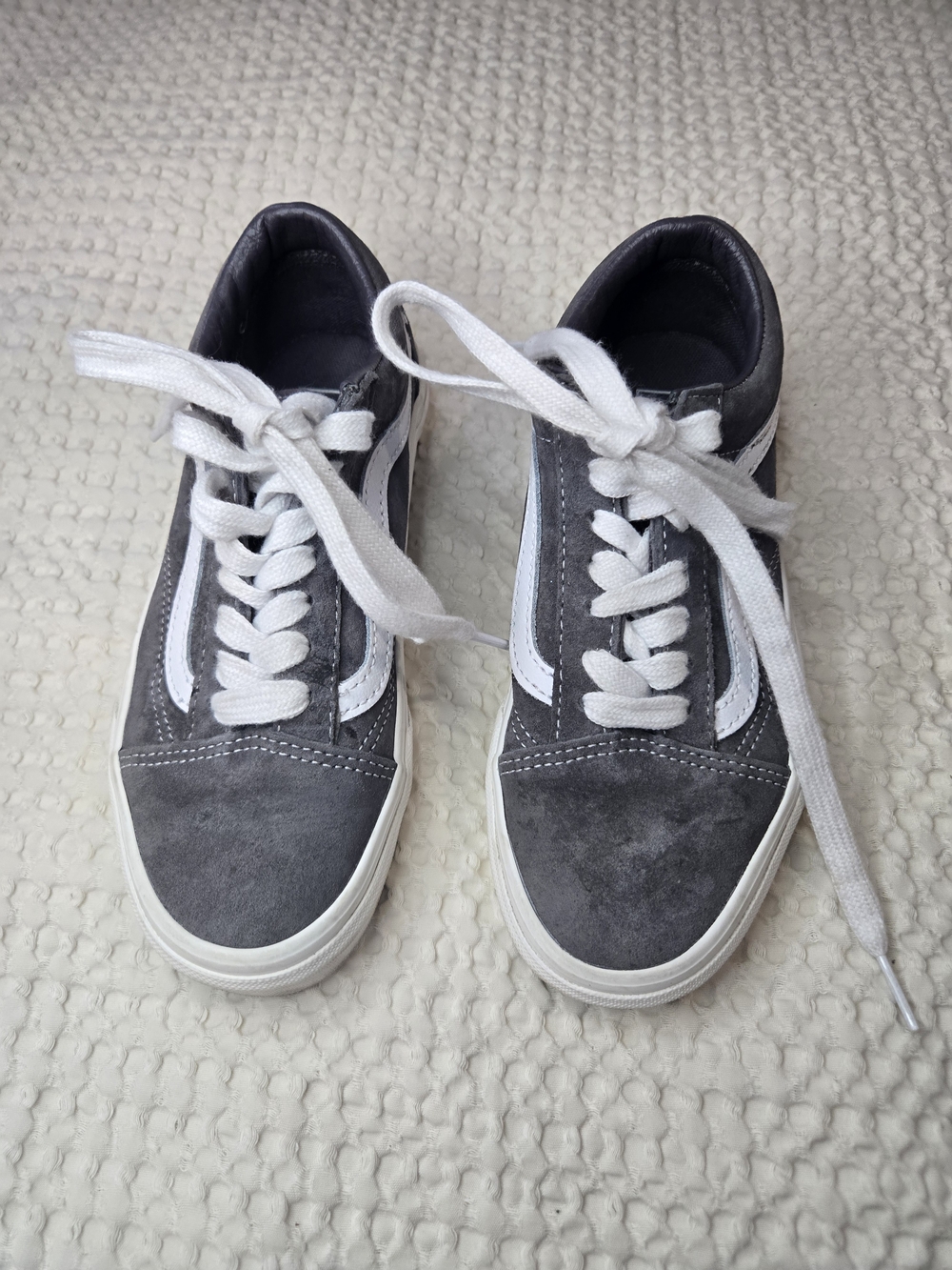 Vans Gray and White Old Skool Suede Sneakers
